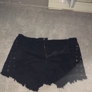 High waisted distressed short shorts